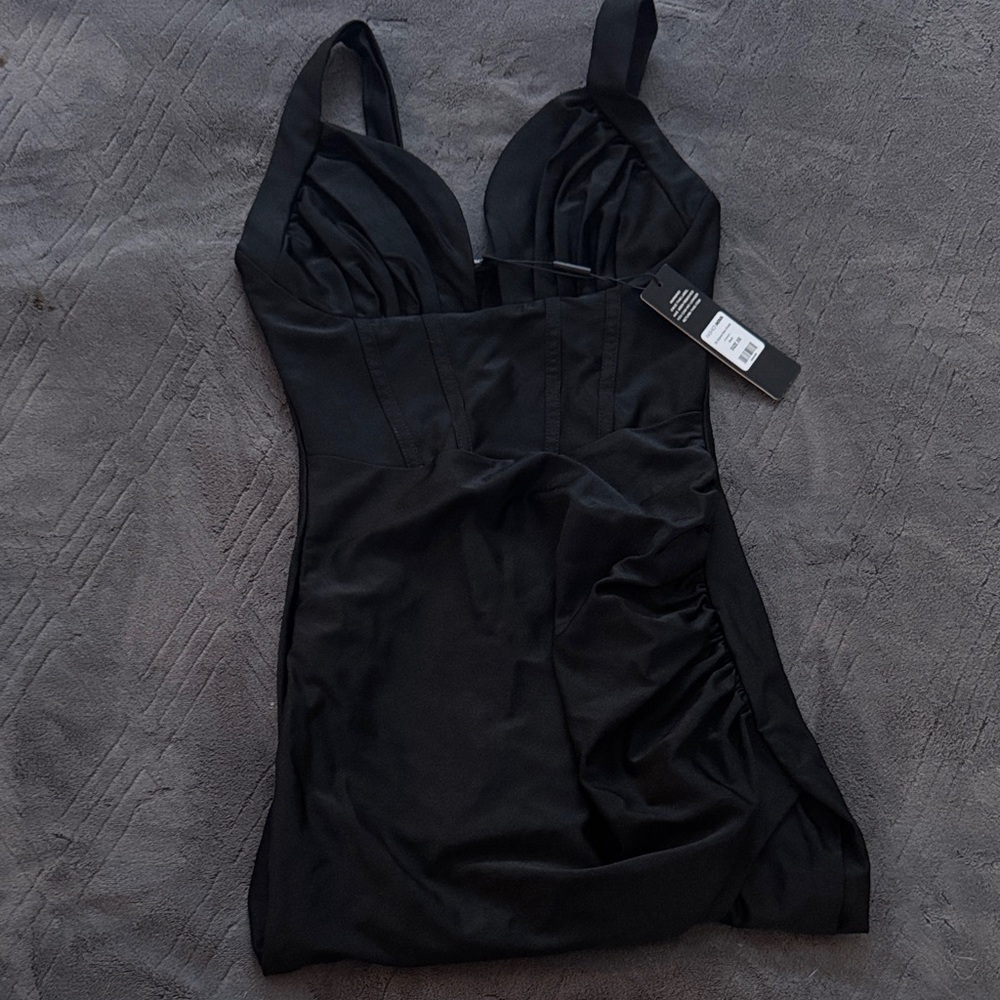 Fashion Nova Black Satin Chemise